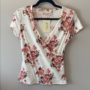 Brand new white and pink floral top